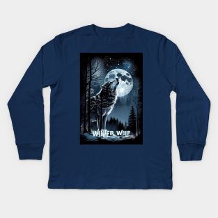 Winter Wolf Kids Long Sleeve T-Shirt